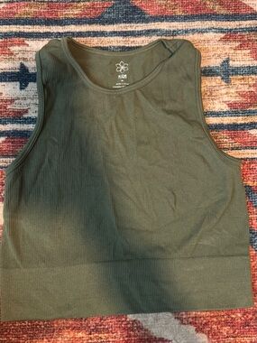 Aura Olive Green Ribbed Crop Tank
